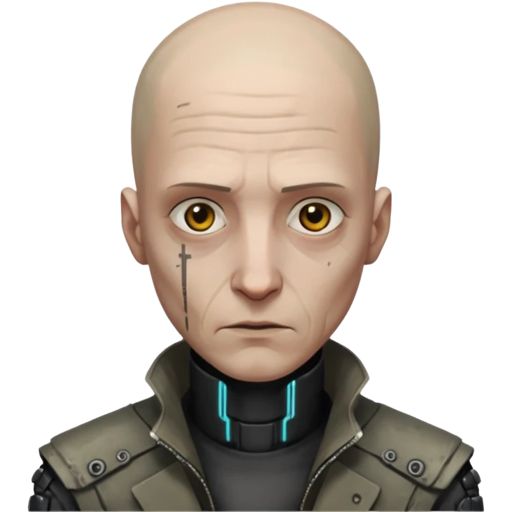 cyberpunk poor man whihout hair emoji