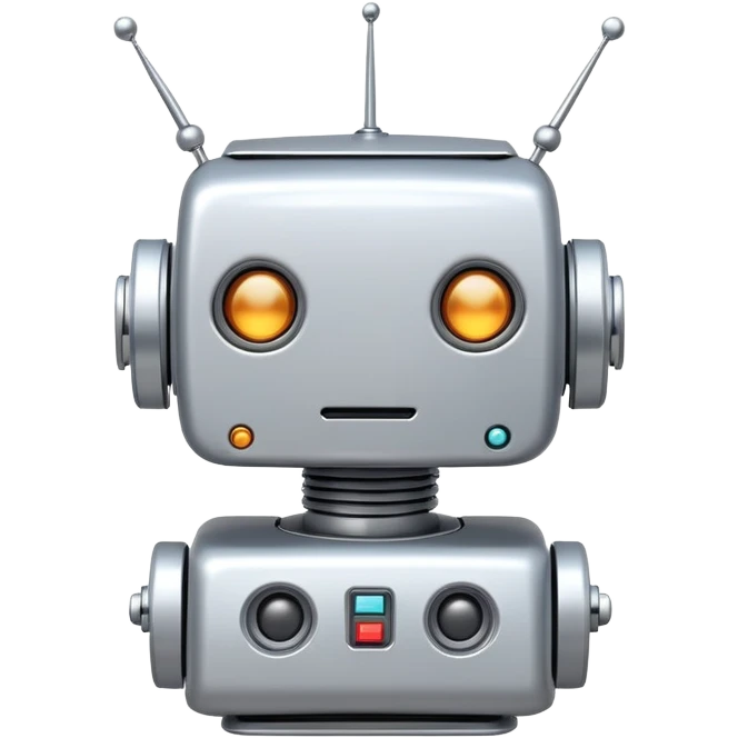 Retro-futuristic robot with a boxy head and antennas emoji
