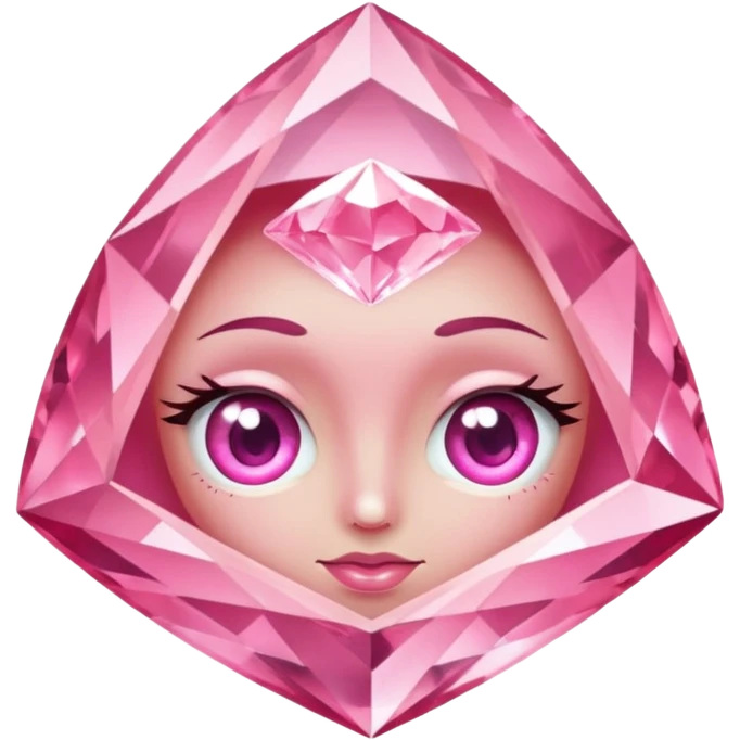 pink diamond with eyes, no nose, shiny and beautiful emoji