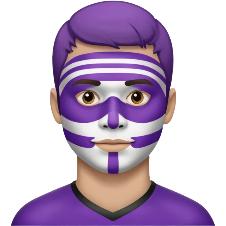 maak en emojie die paarse en witte streppen op zijn gezicht heeft want hij is een suporter van anderlecht emoji