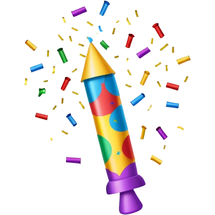 Colorful celebration with confetti and party poppers emoji