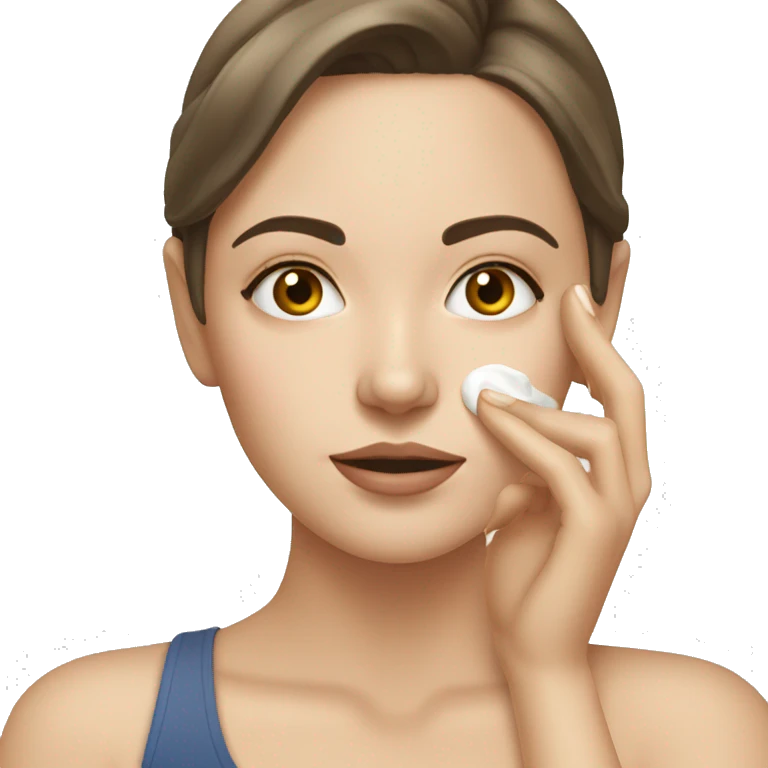 white brunette girl applying cream on face emoji