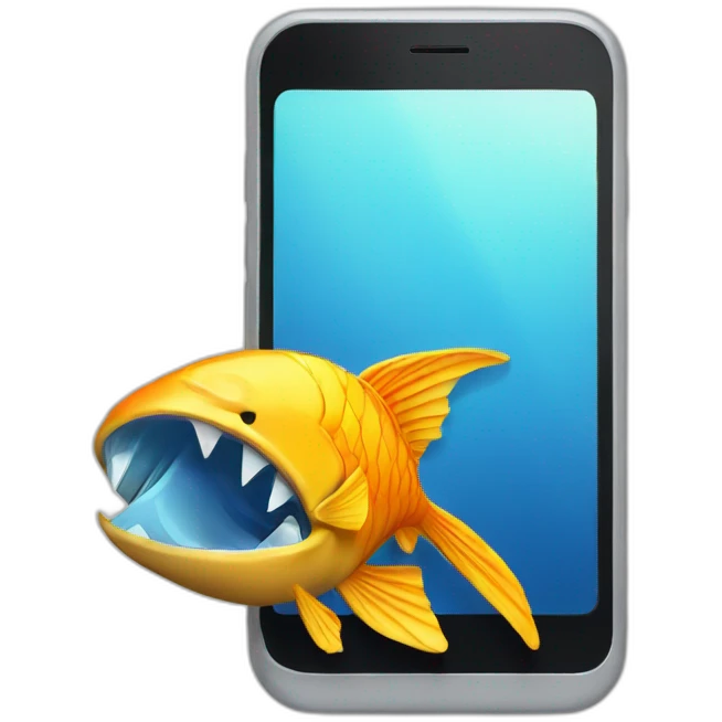 fish grabbing a phone emoji