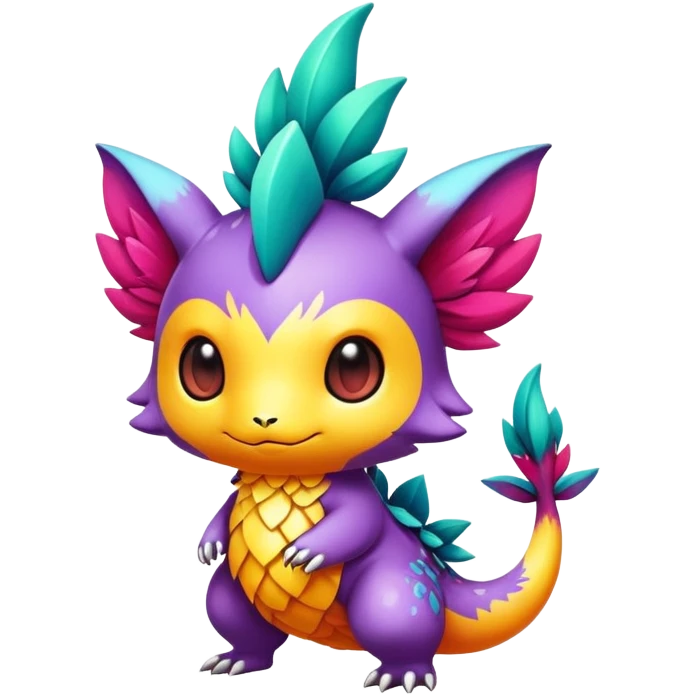 Exotic colorful chibi Fakémon-creature emoji