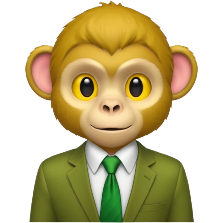 yellow monkey with green shirt,red tie emoji
