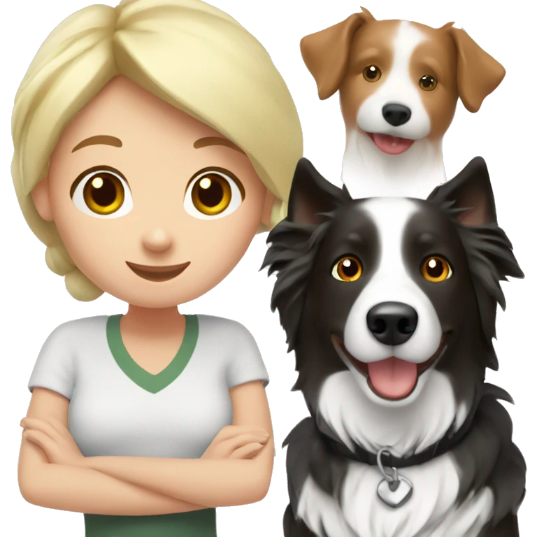Border Collies with blonde girl emoji
