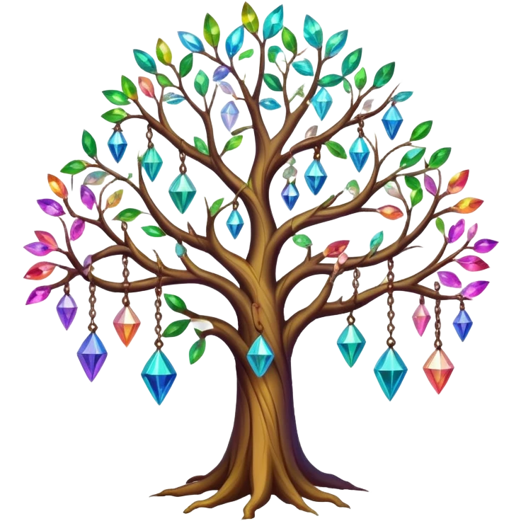 Spiritual tree with crystals hanging in it emoji