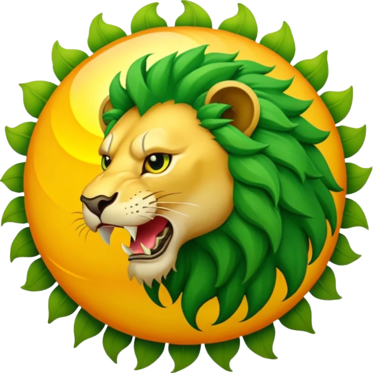 green lion devouring big sun emoji