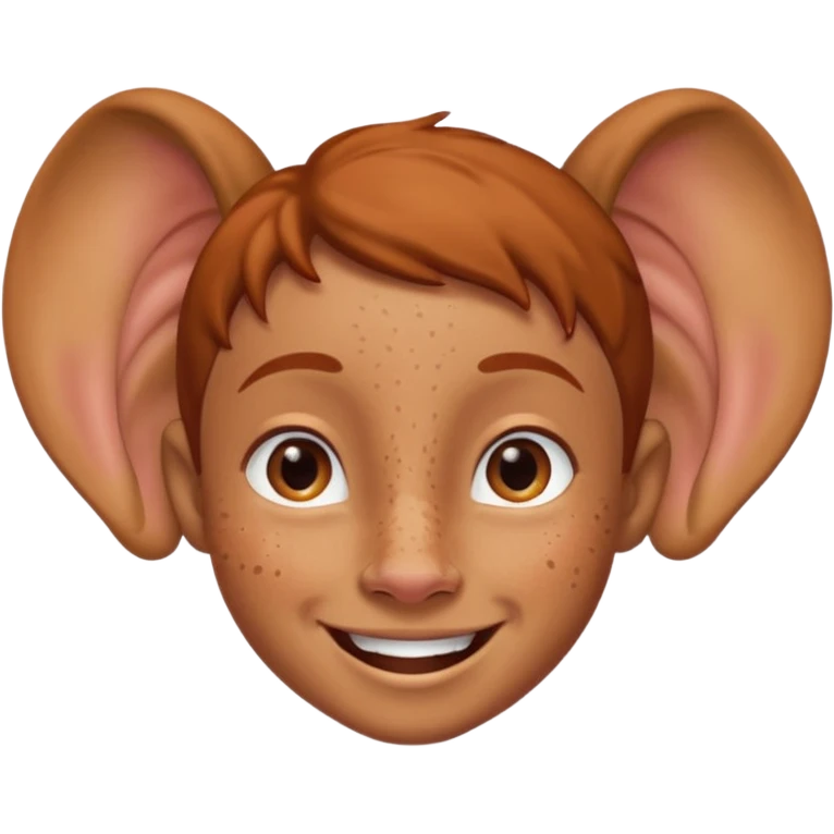 ذكر اذنيه كبار وخشمه كبير وعريض ويبتسم emoji