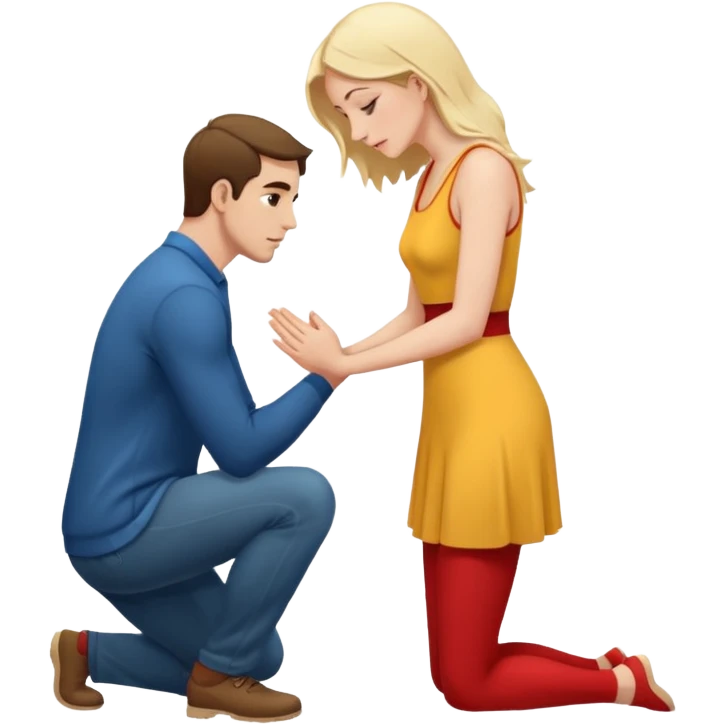 Man on knees facing standing woman  emoji