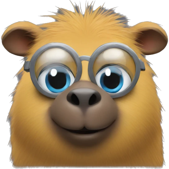 Minion with blue eyes and capybara emoji