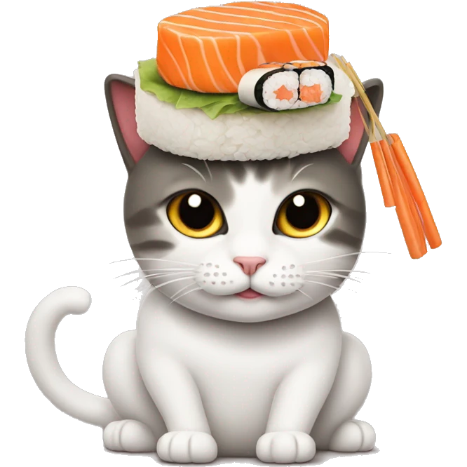 cat wearing sushi as a hat emoji