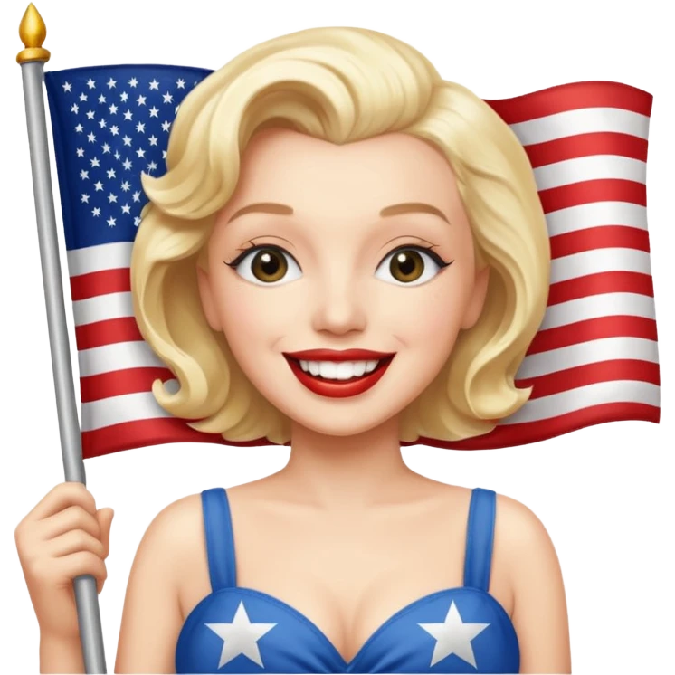 Marilyn Monroe, with american flag emoji