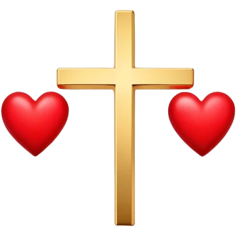 Two red  hearts around  a simple gold cross  emoji