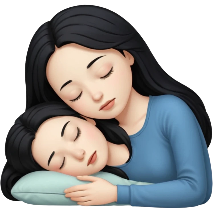 pale girl with long black hair sleeping emoji