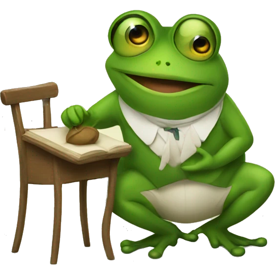 a frog teaching a lass emoji