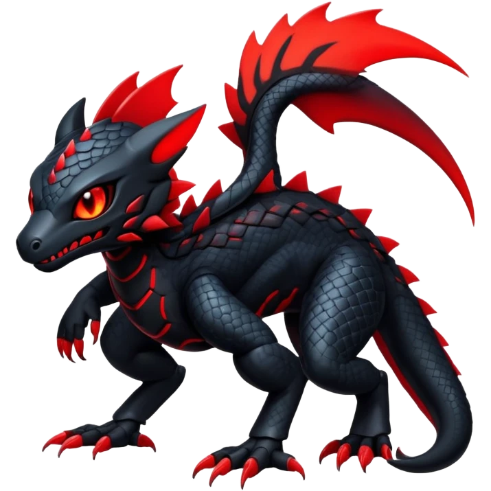Modern Futuristic Scaly Cyber-Salandit-Litten-Hybrid (Full body) emoji