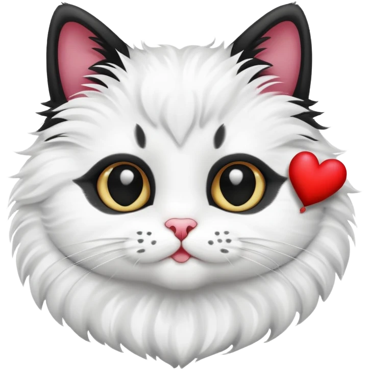 Black and white cat with heart emoji