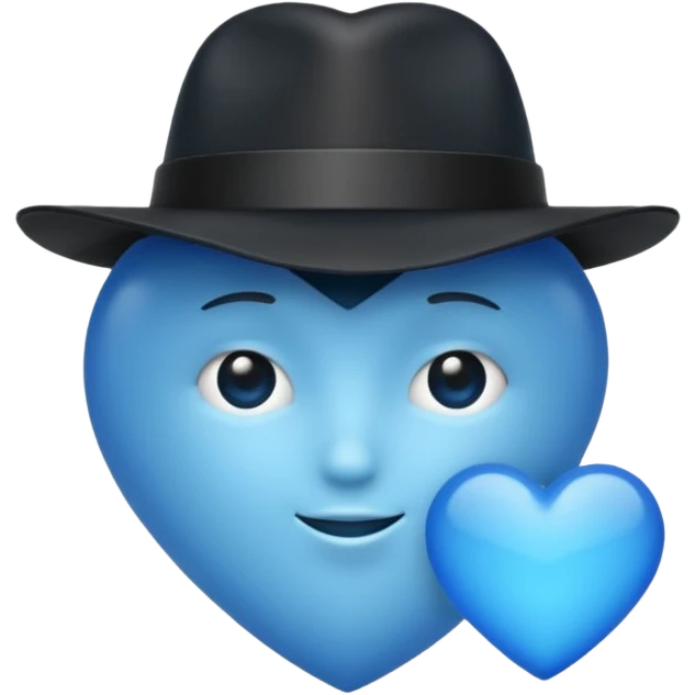 a blue heart with a black hat  emoji