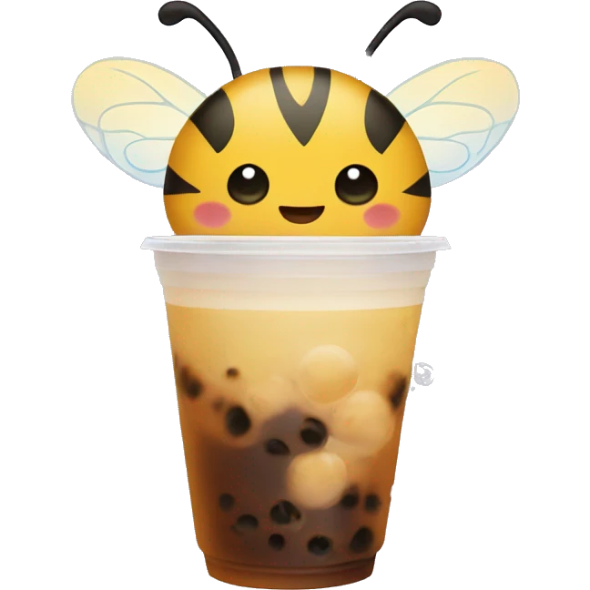 Bee holding bubble tea emoji