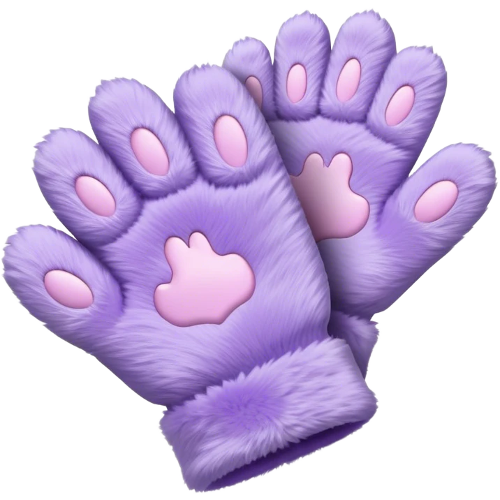 Pastel purple fuzzy cozy furry cat paw gloves  emoji
