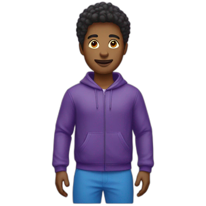 Emoji de un chico de color de piel morocha,con ropa nike violeta emoji