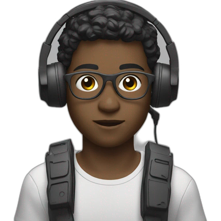 A student playing playstation 5 with headset emoji
