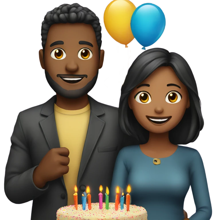 Couple celebrating birthday emoji