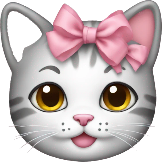 Cute cat with bows pink emoji