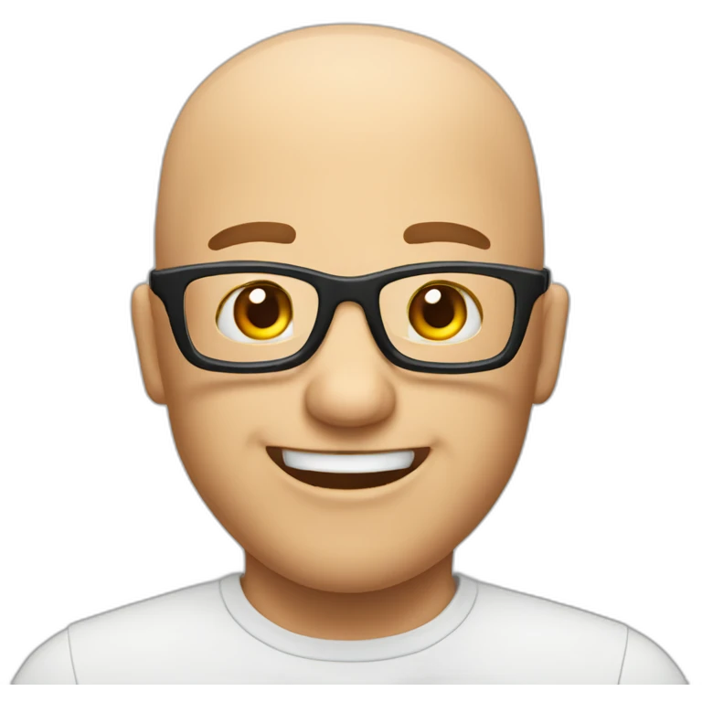Bald man with glasses with neckbeard excited about video games emoji