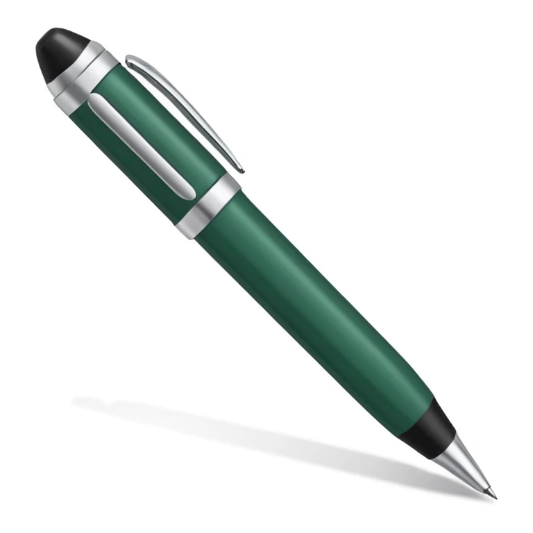 dark green and white pen lying on white paper, minimalism emoji