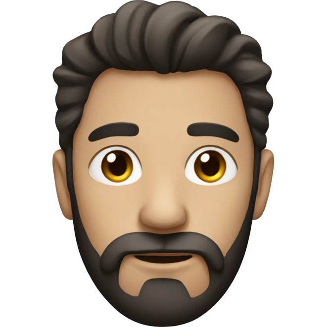 a man with narrow eyes, dark hair and a beard emoji