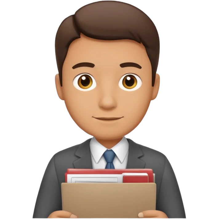 30s male office worker holding documents emoji