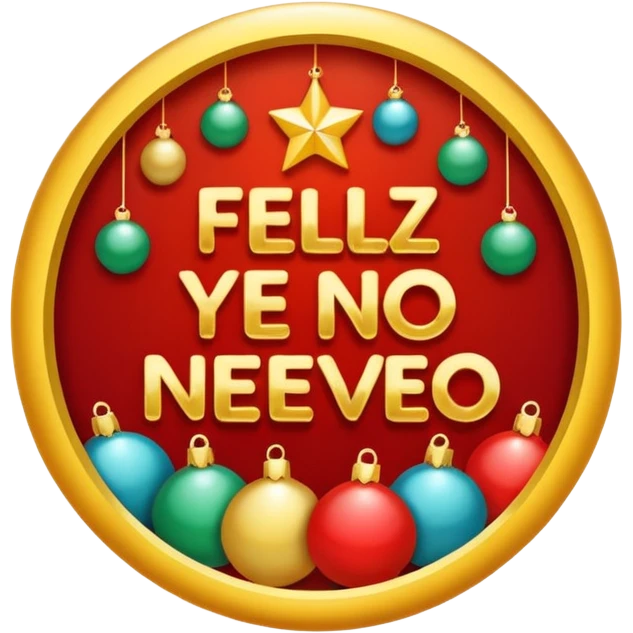 necesito un logo formato redondo en el cual transmita el siguiente mensaje "feliz año nuevo" emoji