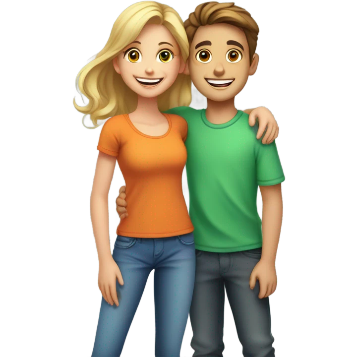 smiling girl and boy portrait emoji