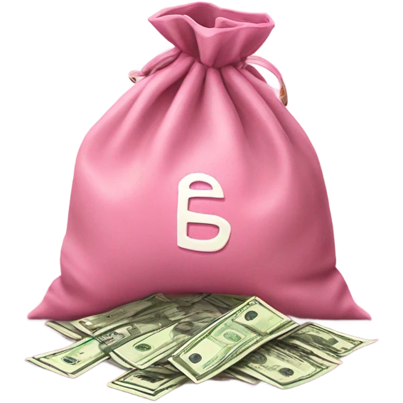 Pink bag with money emoji