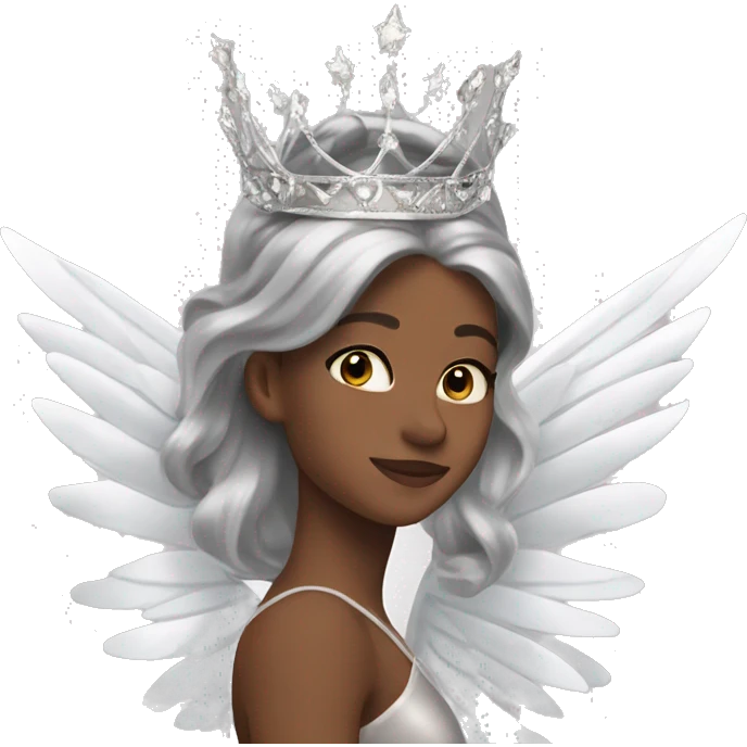  brown ballerina silver wings silver princess crown emoji