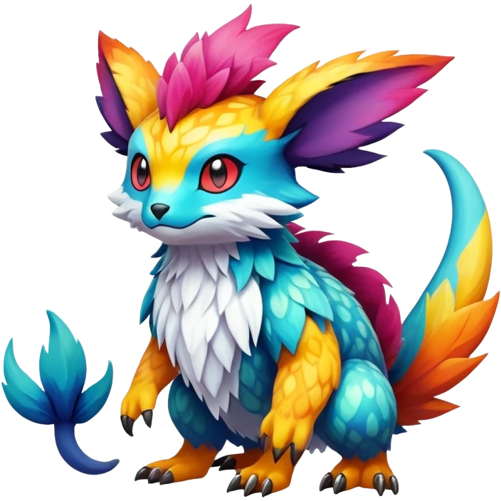 exotic fantasy-creature-Fakémon-Pokémon, full body, with random markings emoji