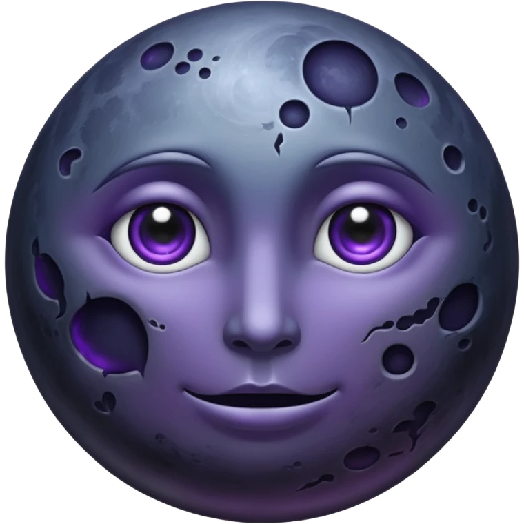 iOS emoji, dark moon, silver outline, mystical symbols, dark fantasy, smooth texture emoji
