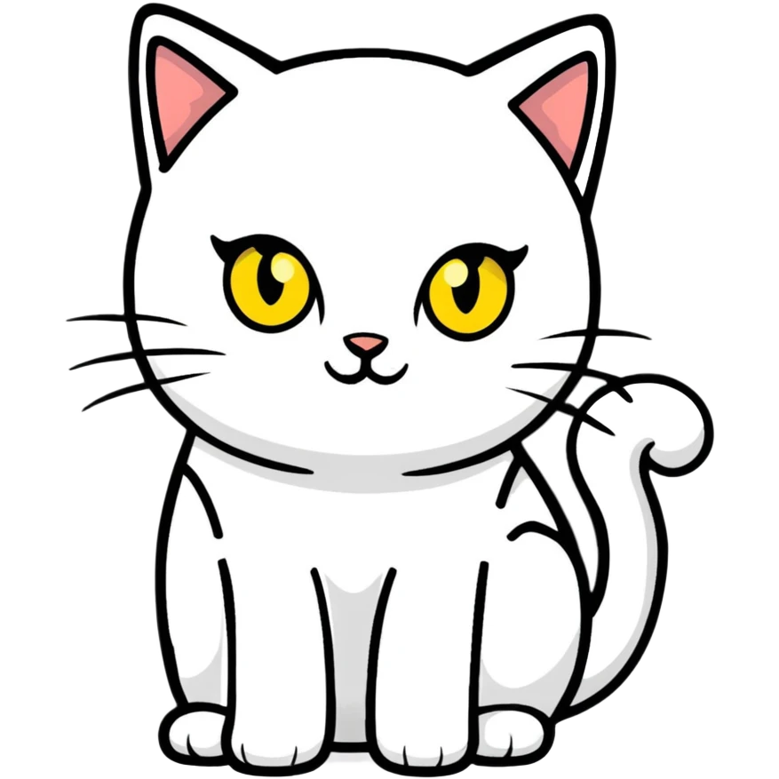 White cat with yellow eyes emoji