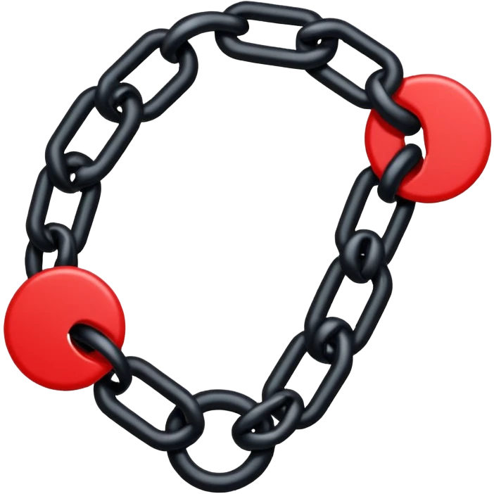 iOS sticker, broken chain, black links, red break, minimal emoji