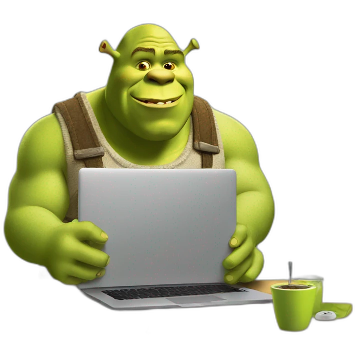 shrek working on a laptop emoji