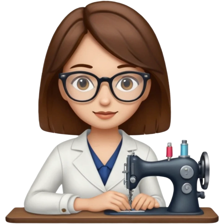 دختر خیاط با موهای قهوه ای emoji