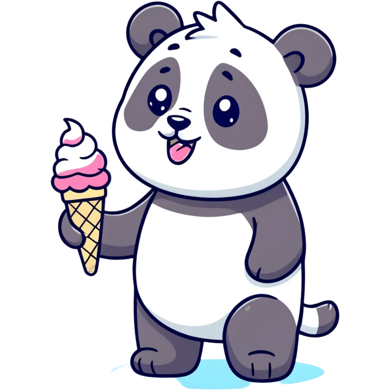 Panda eating ice cream emoji