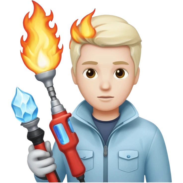 with blowtorch,Ice Sculptors. emoji