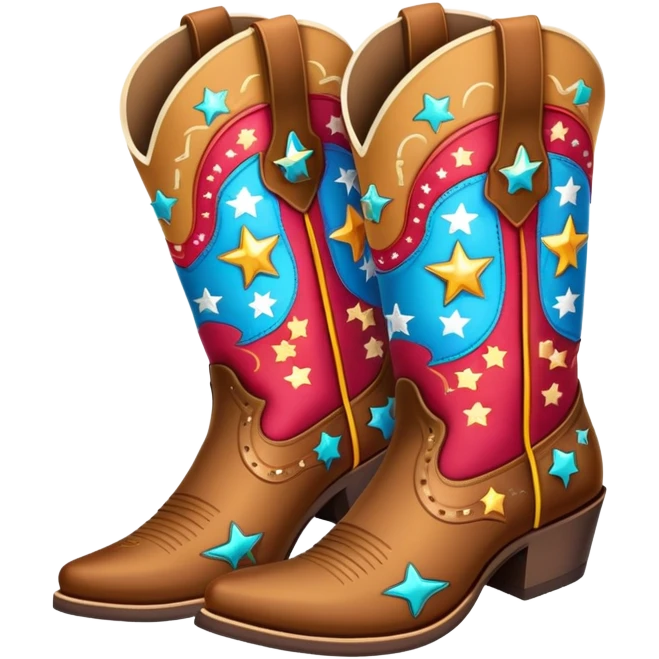 colorful fancy cowboy boots with stars and western patterns emoji