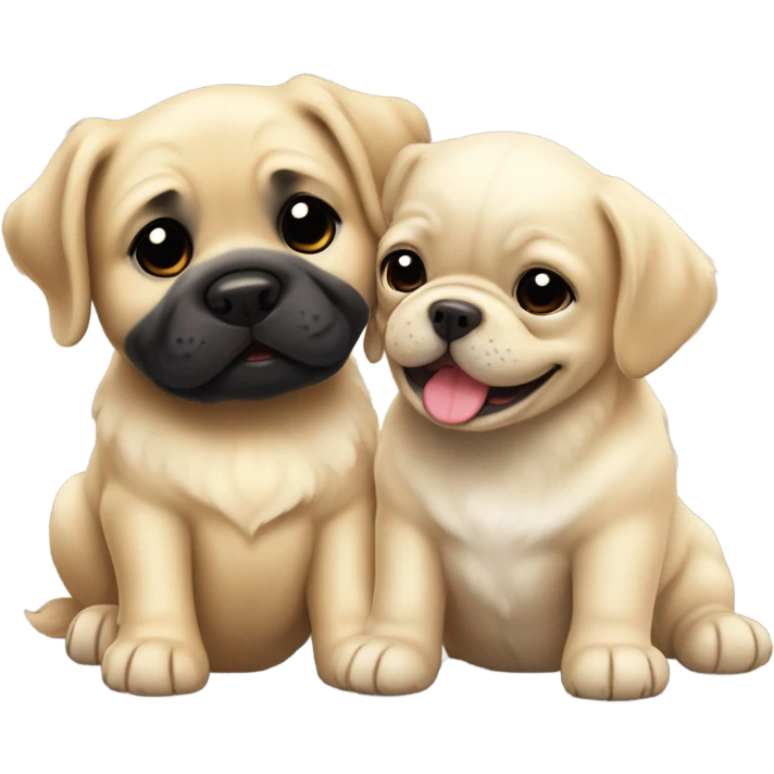 English cream golden retriever and a black frenchie as best friends emoji