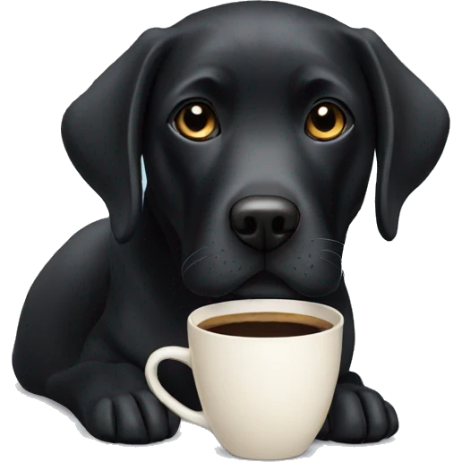 black labrador with a cup of coffee emoji