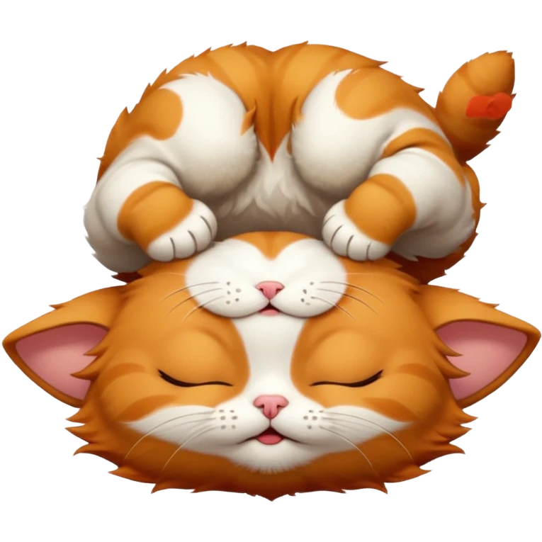 ginger and white small cat upside down with eyes closed emoji