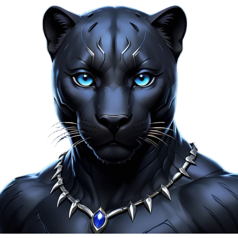 Cinematic Noble black Panther Portrait Emoji, Poised and regal, with a sleek, muscular build draped in glossy, midnight-black fur and piercing, luminescent eyes, Simplified yet sharp and sophisticated features, highly detailed, glowing with a soft, mysterious glow, high shine, intelligent and enigmatic, stylized with an air of stealthy authority, focused and commanding, soft glowing outline, capturing the essence of a watchful and confident jungle guardian that appears ready to prowl out of the screen with effortless authority! emoji